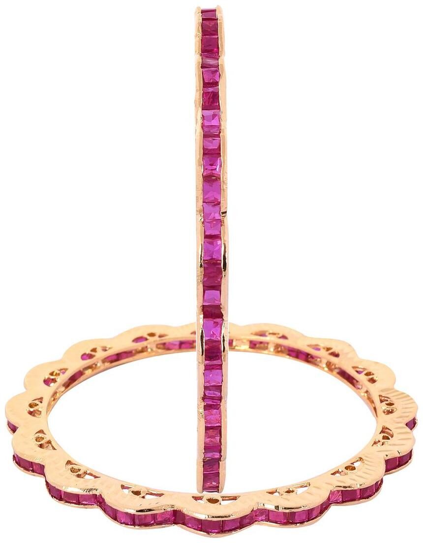 

Ratnavali jewels Beautiful CZ AD American Diamond Studded Gold Plated Traditional Red Ruby Howrah Bangles Set for Women RV2597R