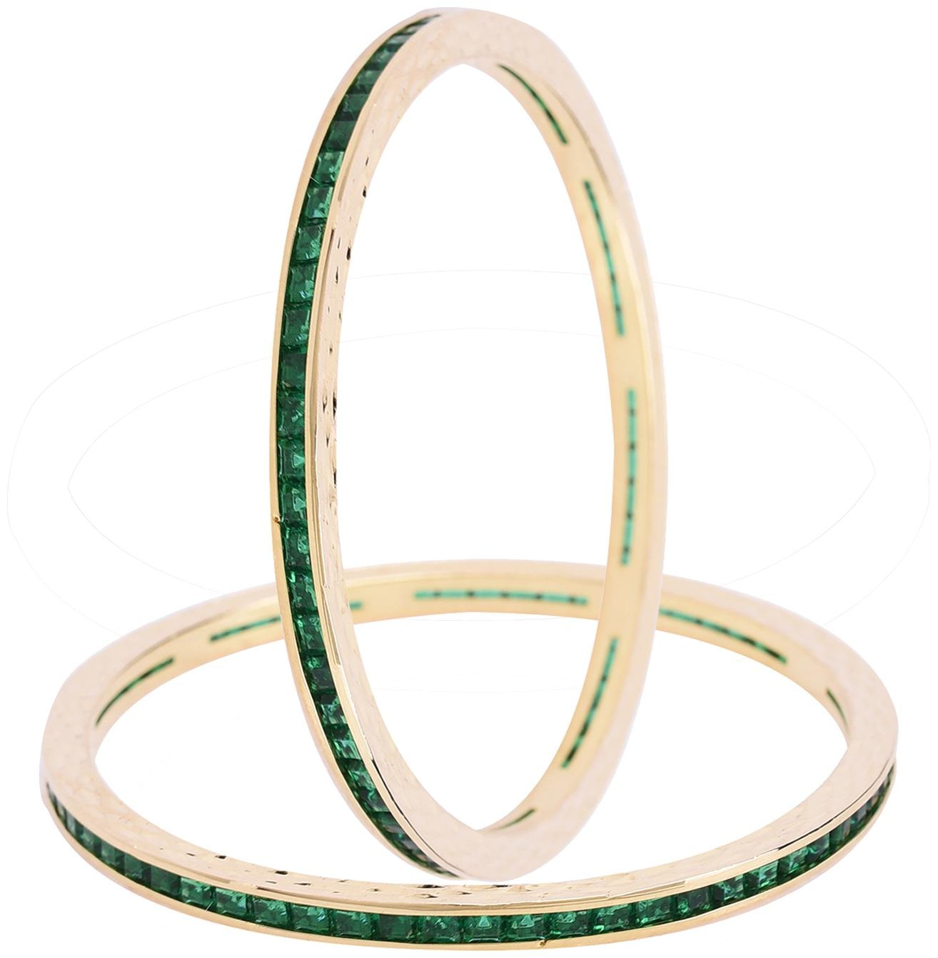 

Ratnavali Jewels Brass Gold Plated And American Diamond Bangle Set For Women Girls