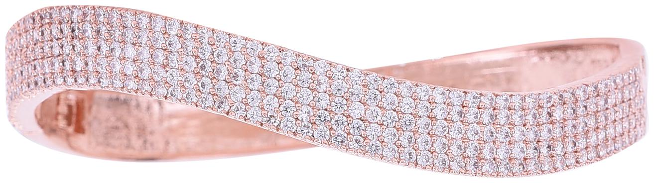 

Ratnavali Jewels American Diamond Cz Studded Curled Openable Designer Sleek Bracelet For Women Girls Rv4049