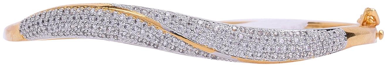 

Ratnavali Jewels Gold Plated American Diamond Cz Studded Openable Sleek Bracelet For Women Girls Rv4053-Gp
