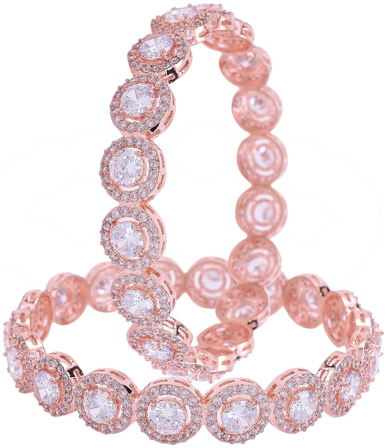

Ratnavali Jewels Rose Gold Plated Cz American Diamond Bangle For Women Girls Party Rv4011W-Rg