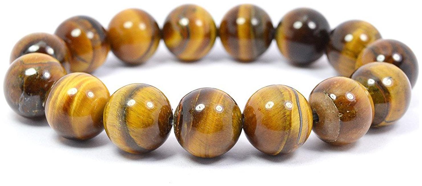 

REBUY Natural Tiger Eye Crystal Reiki Healing Stone 6 mm Beads Charm Bracelet for Men and Women