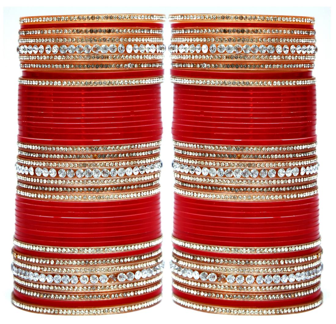 

Lucky Jewellery Red Bridal Punjabi Choora Wedding Chudas