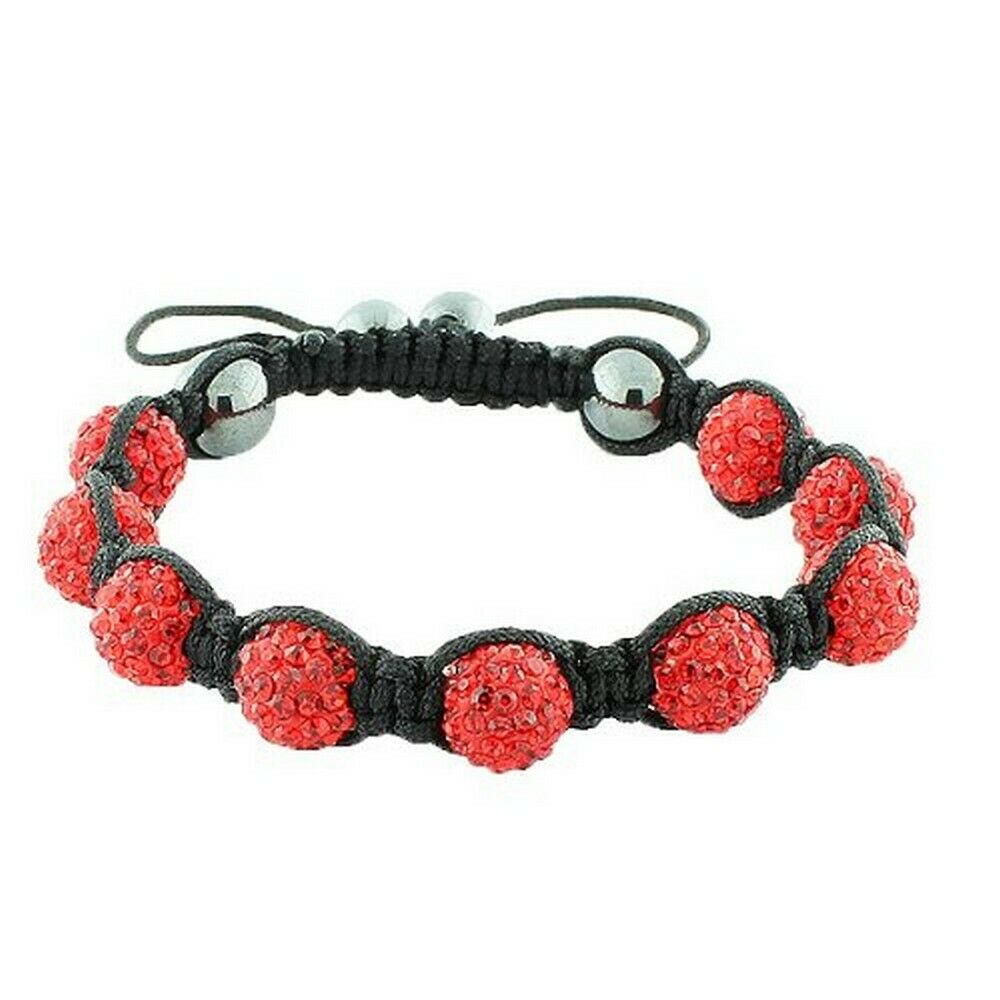 

Red CZ Black Cord Macrame Beaded Bracelet