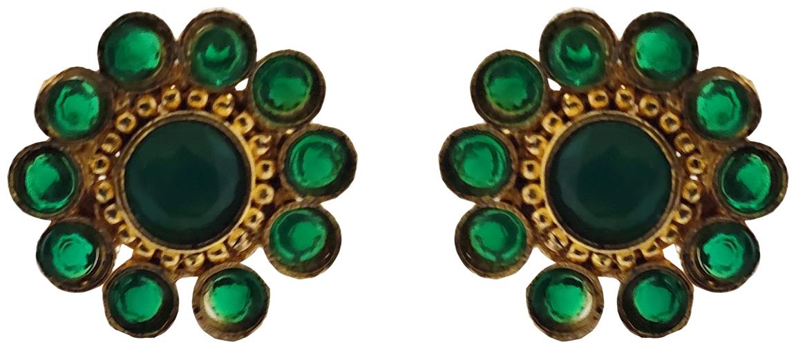 

Rejewel Green CZ stone Studs For Women