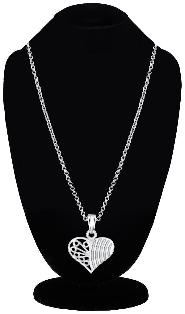 

RG FASHIONS Heart Shaped Love Valentine Silver Plated Pendant Chain Jewellery For Girls