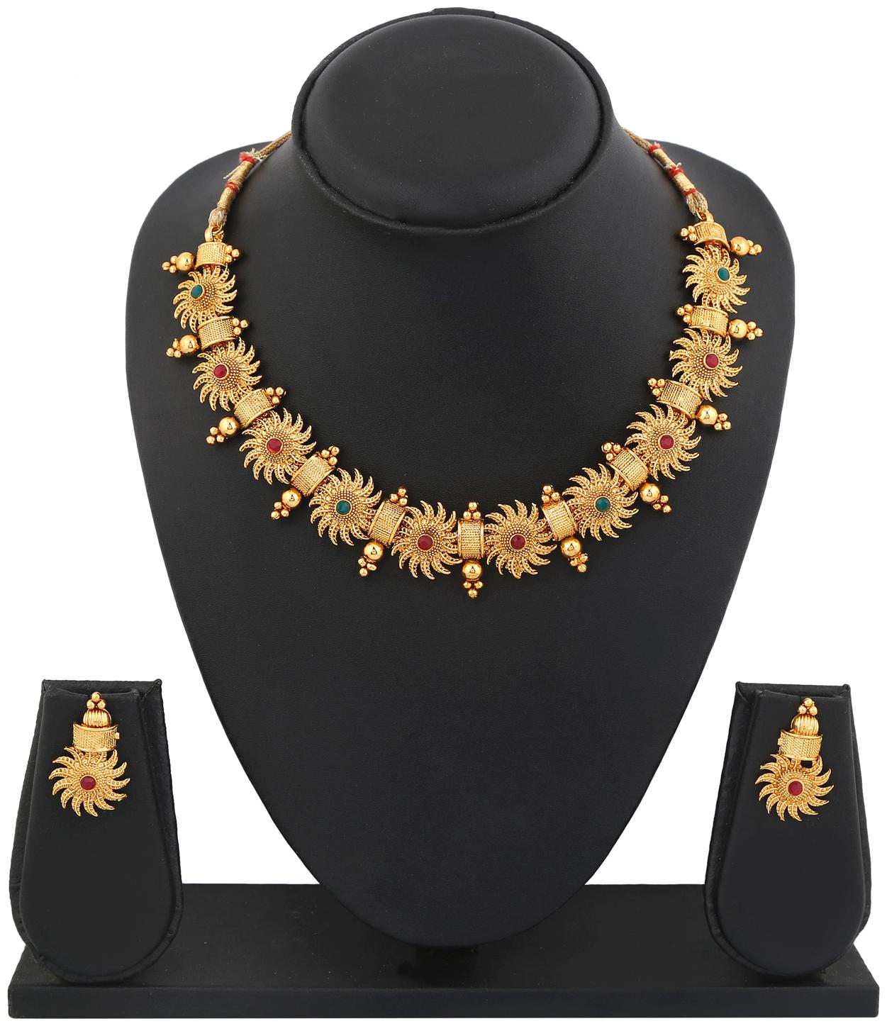 

RG FASHIONS Gold Plated kundan Stone Studded Copper Necklace Choker Set For Girls And Women