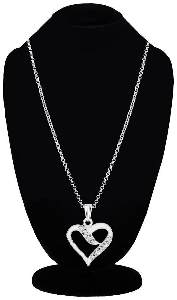 

RG FASHIONS Heart Shaped Love Valentine Silver Plated Pendant Chain Jewellery For Girls