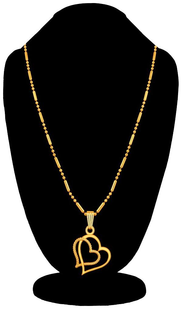 

RG FASHIONS Gold Plated Double Heart Valentine Love Design Pendant Chain For Girls