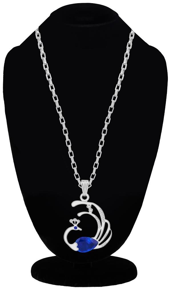 

RG FASHIONS Peacock Pendant Chain Silver Plated Jewellery For Girls