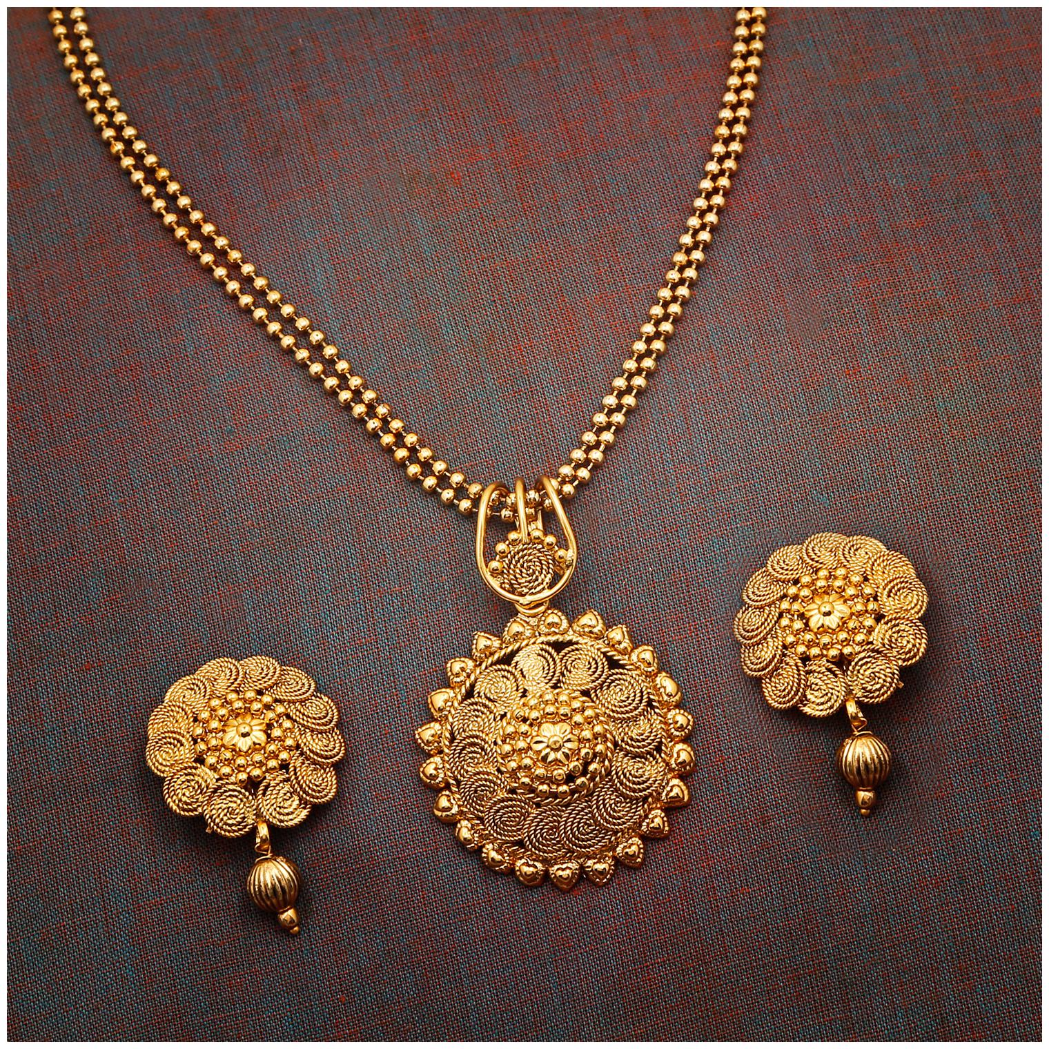 

RG FASHIONS Copper Gold Plated Antique Ethnic Long Traditional One Gram Jewellery Mala Necklace Set For Women