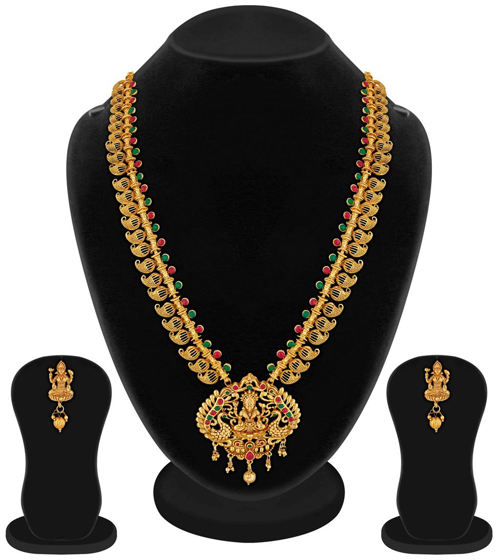 

RG Temple Necklace Jewellery with Mango Design Chain for Women