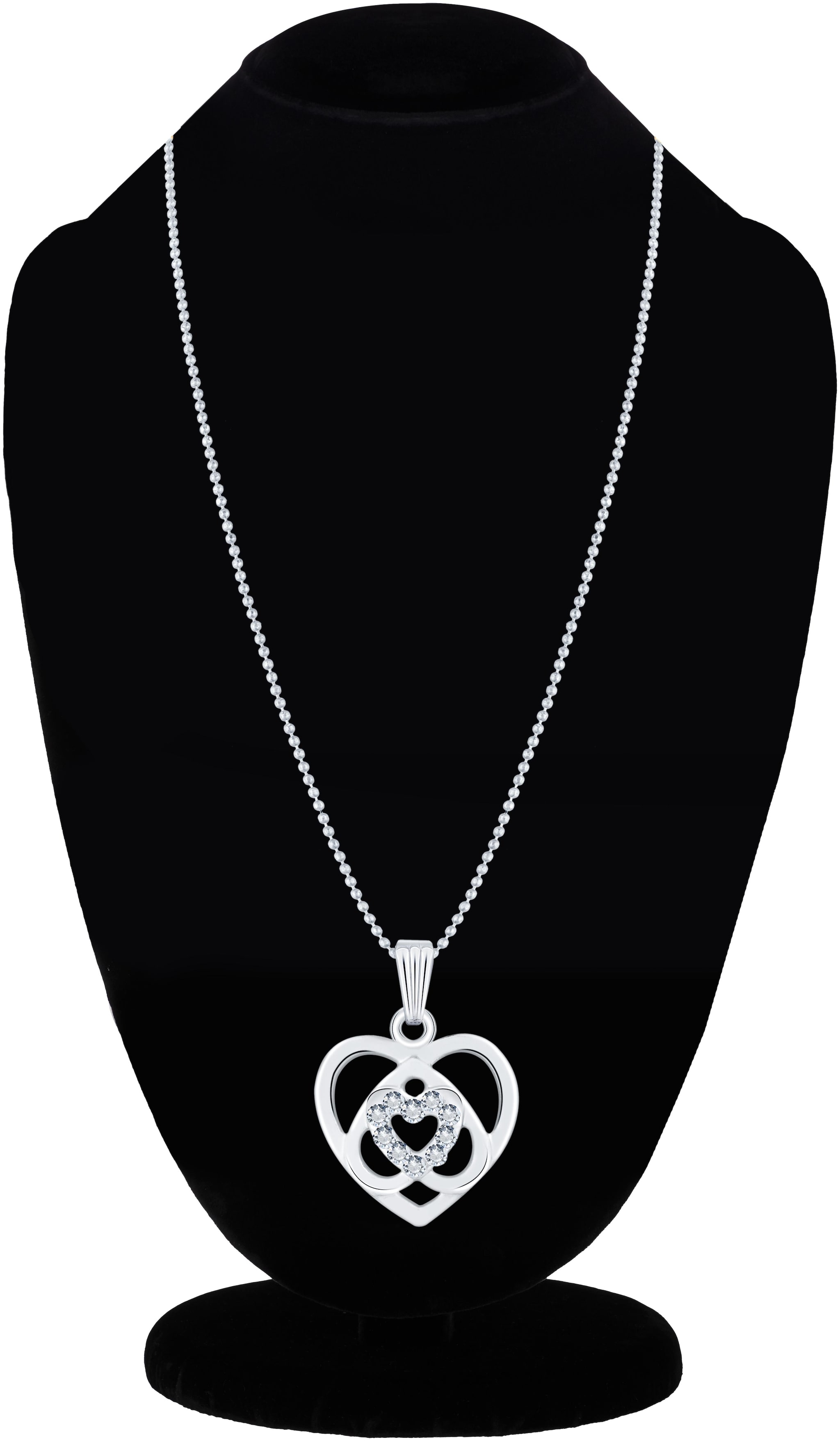 

RG Valentine Silver Plated Heart Pendant Necklace Ball Chain Jewellery for Girls
