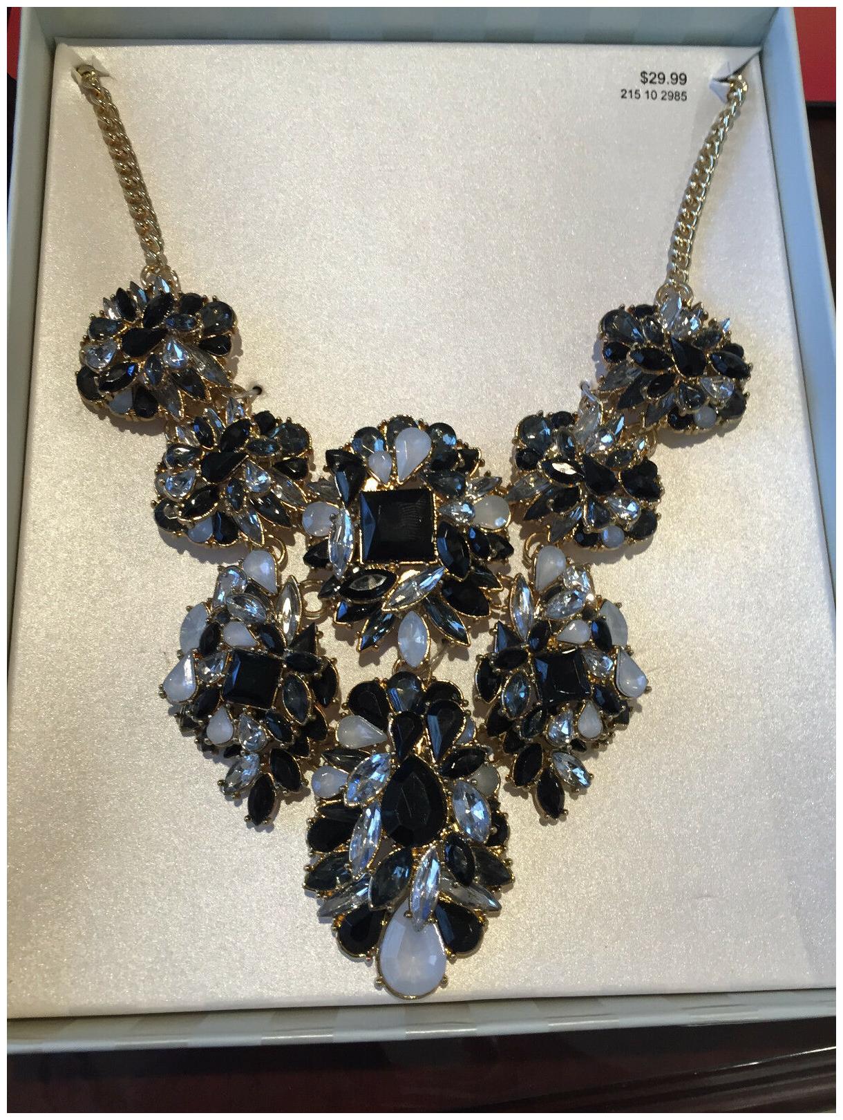 

Rhinestone Black Crystal Statement Large Chunky Necklace Gold Tone Target