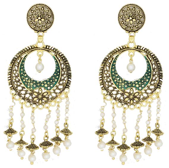 

Riba Jewels Stylish Chandbali Earring Alloy Push Backs Earring Multi Color Set Of One