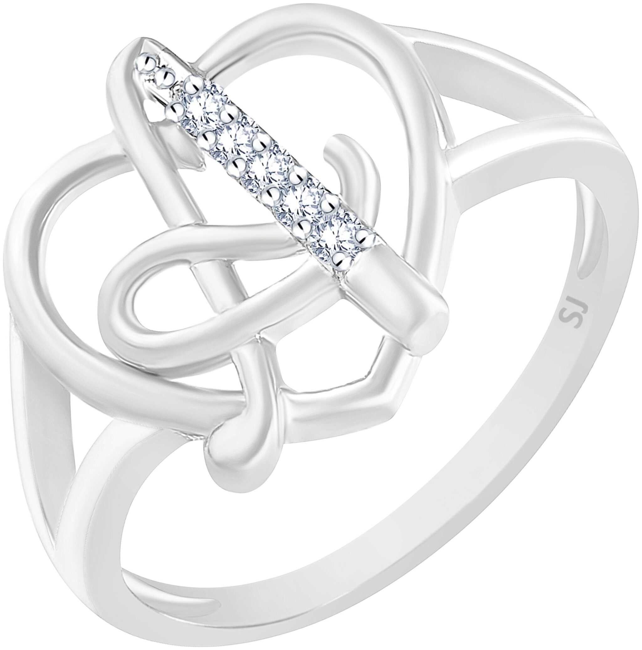 

Sukai Jewels Stylish Heart Initial A Rhodium Plated Alphabet Ring For Women and Girls