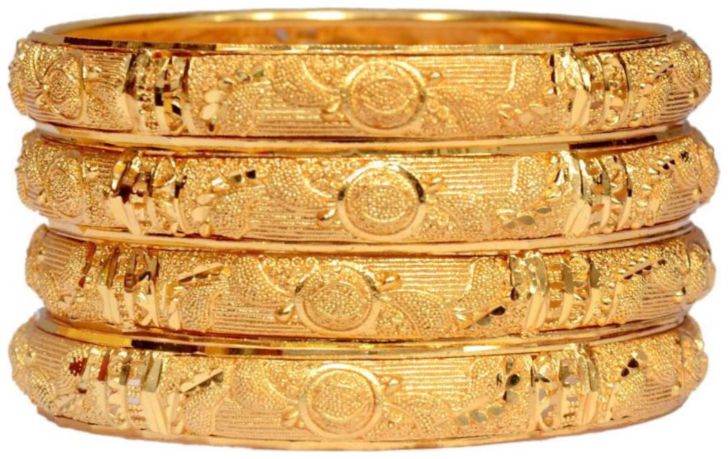 

Roma Brothers Brass 18K Yellow Gold Bangle Set (Pack of 4) B134 1
