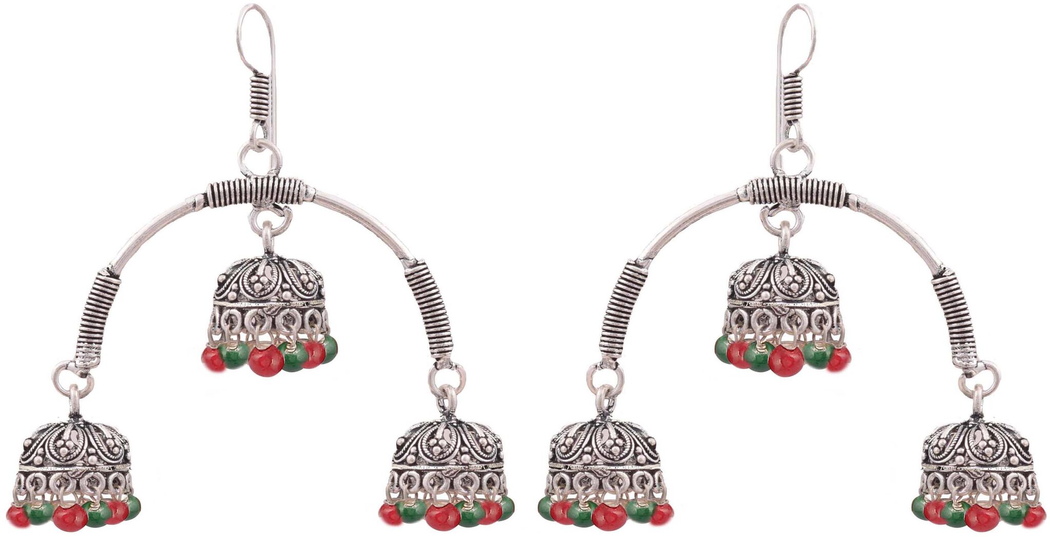 

Roma Brothers German silver dangle beaded jhumki for girls and womens (E512)