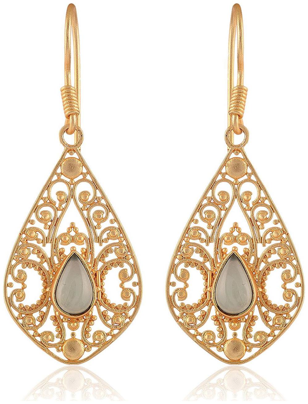 

Roma Brothers Gold 925 SILVER Dangle Drop Earrings for Women (E307)