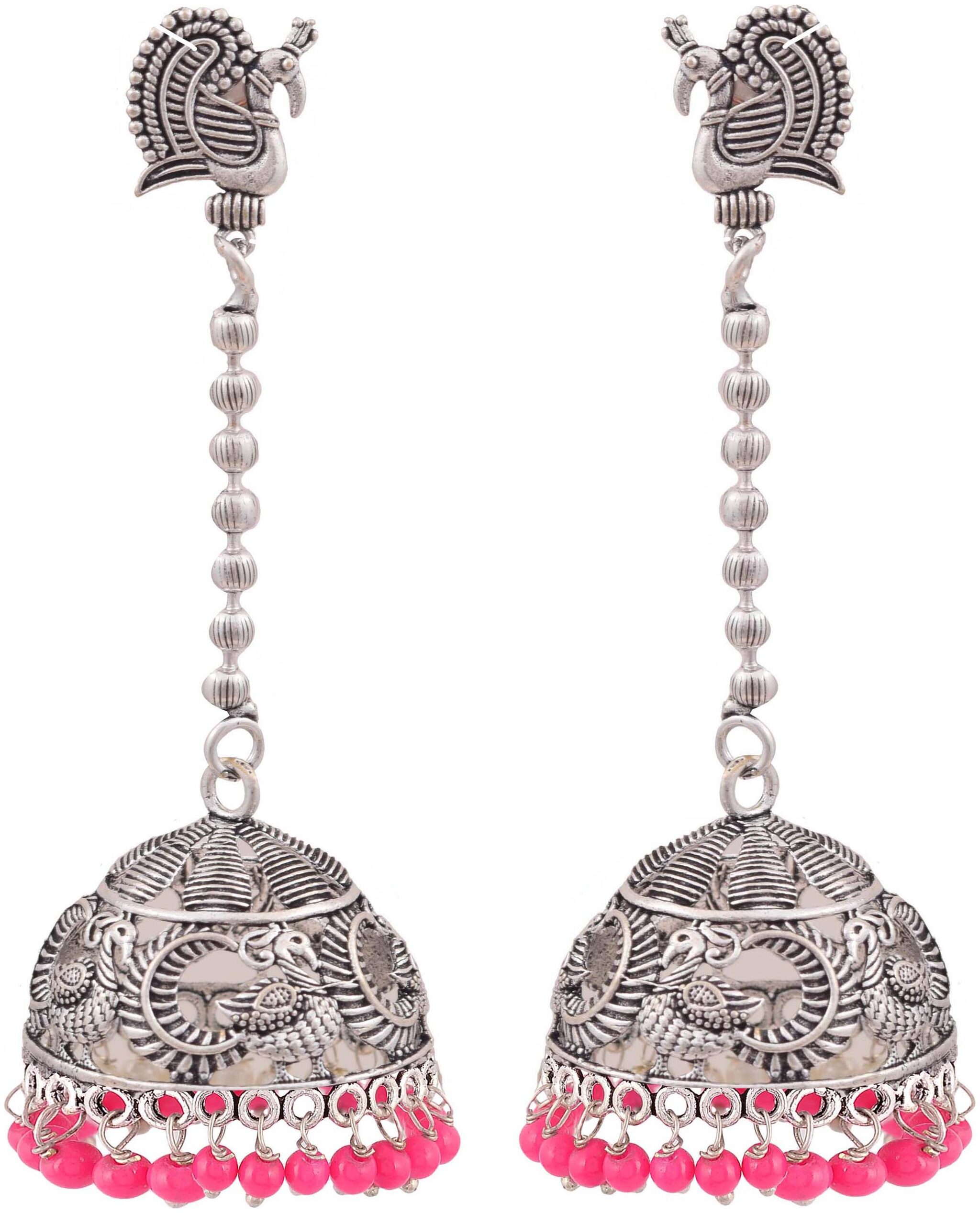 

Roma Brothers Sterling silver colored bead Earrings (E549 Pink)
