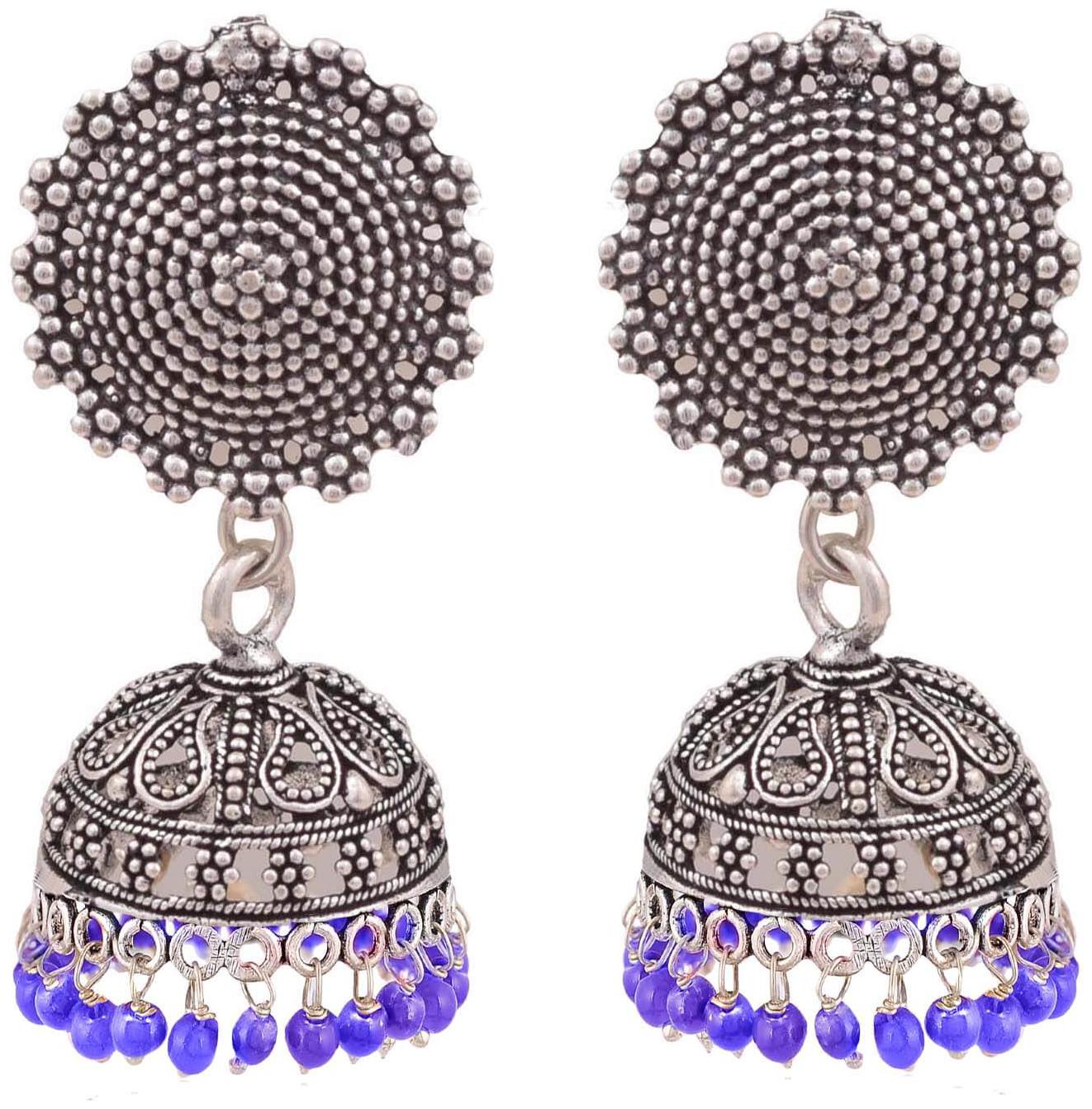 

Roma Brothers German silver dangle beaded jhumki for girls and womens (E543)
