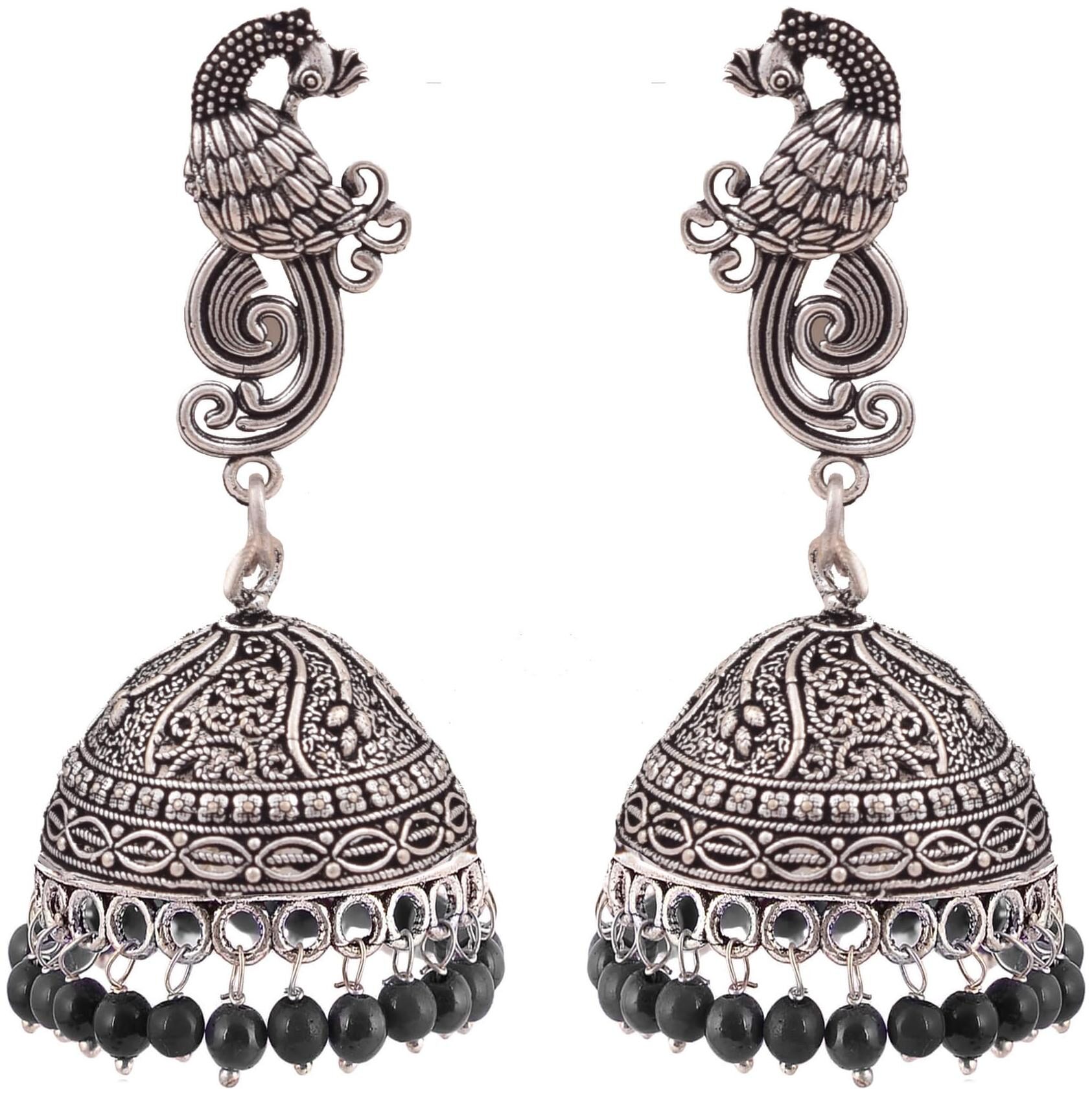 

Roma Brothers German silver dangle beaded jhumki for girls and womens (E526)