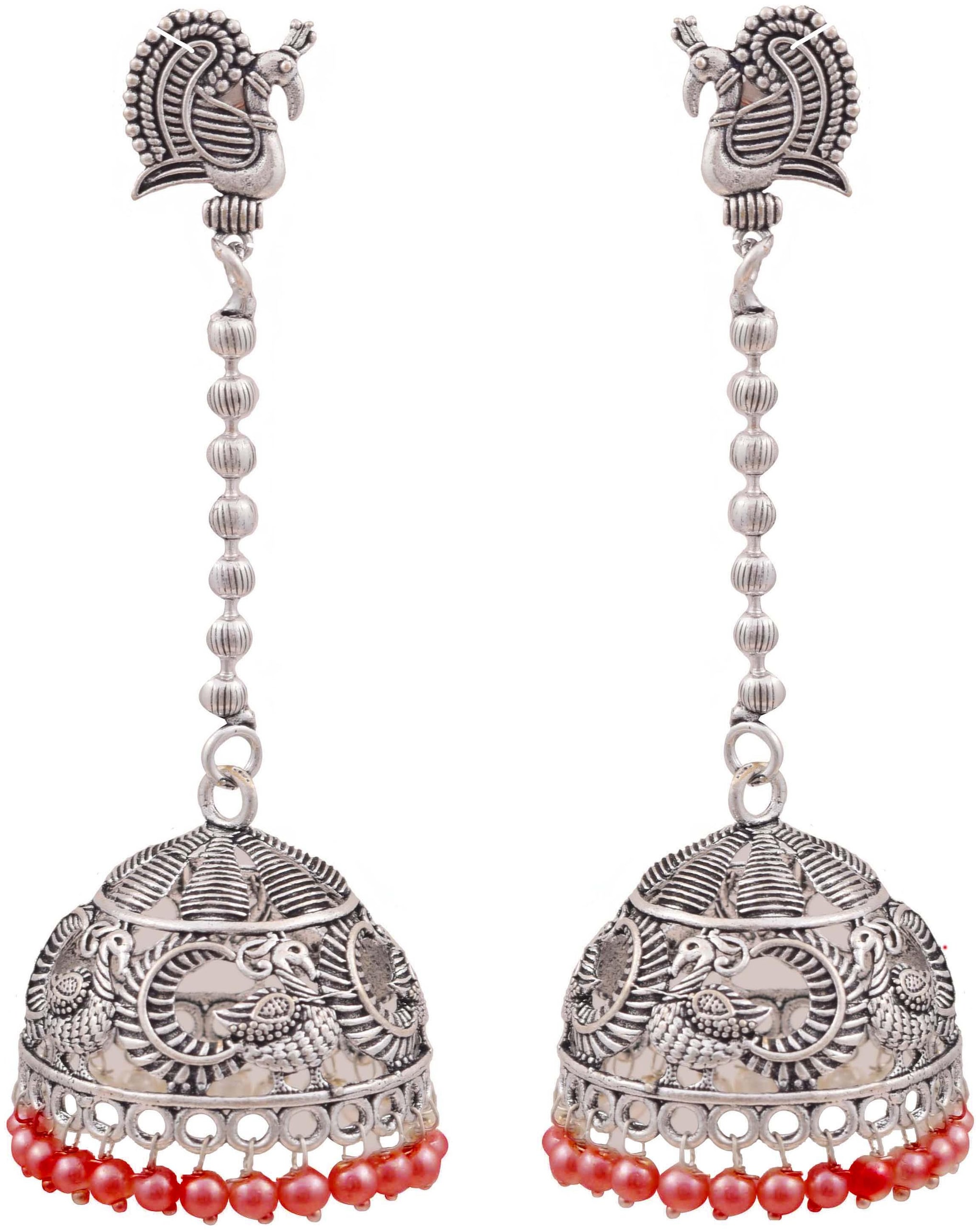 

Roma Brothers Sterling silver colored bead Earrings (E549 Red)