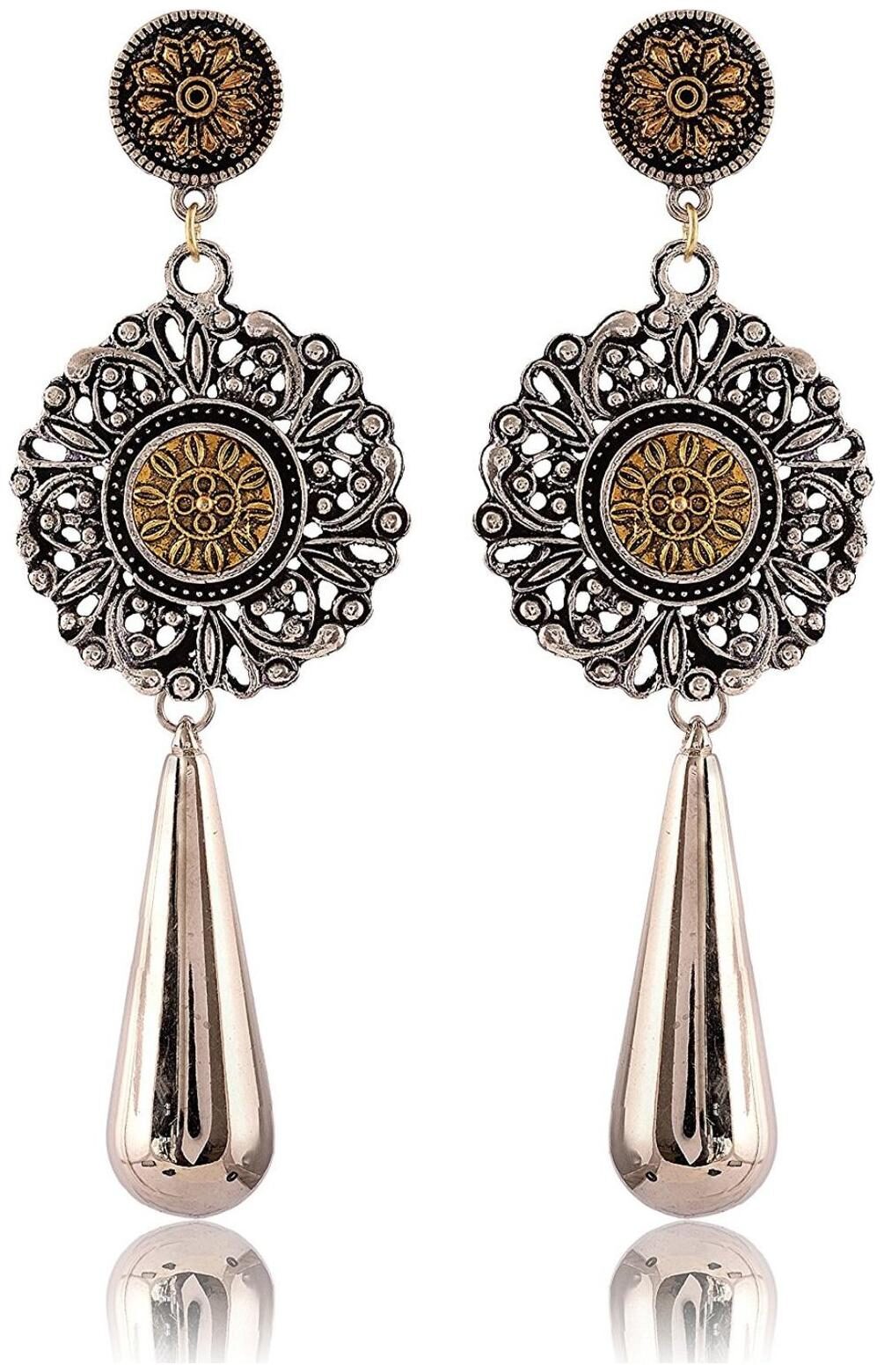 

Roma Brothers Silver Gold Brass Dangle Drop Earrings for Women (E330)