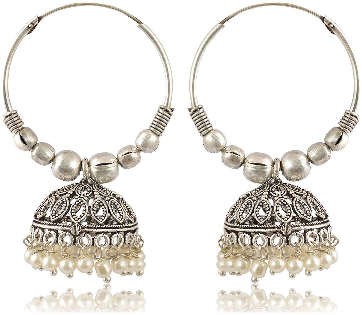 

Roma Brothers Oxidized Silver Jhumki Earrings for Women