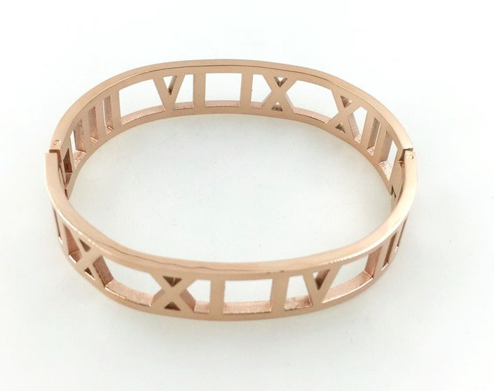 

Roman Numerals Wide Bangle Bracelet - Stainless Steel