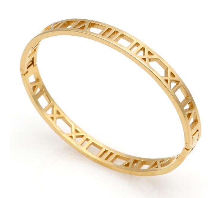 

Roman Numerals Bangle Bracelet - Stainless Steel