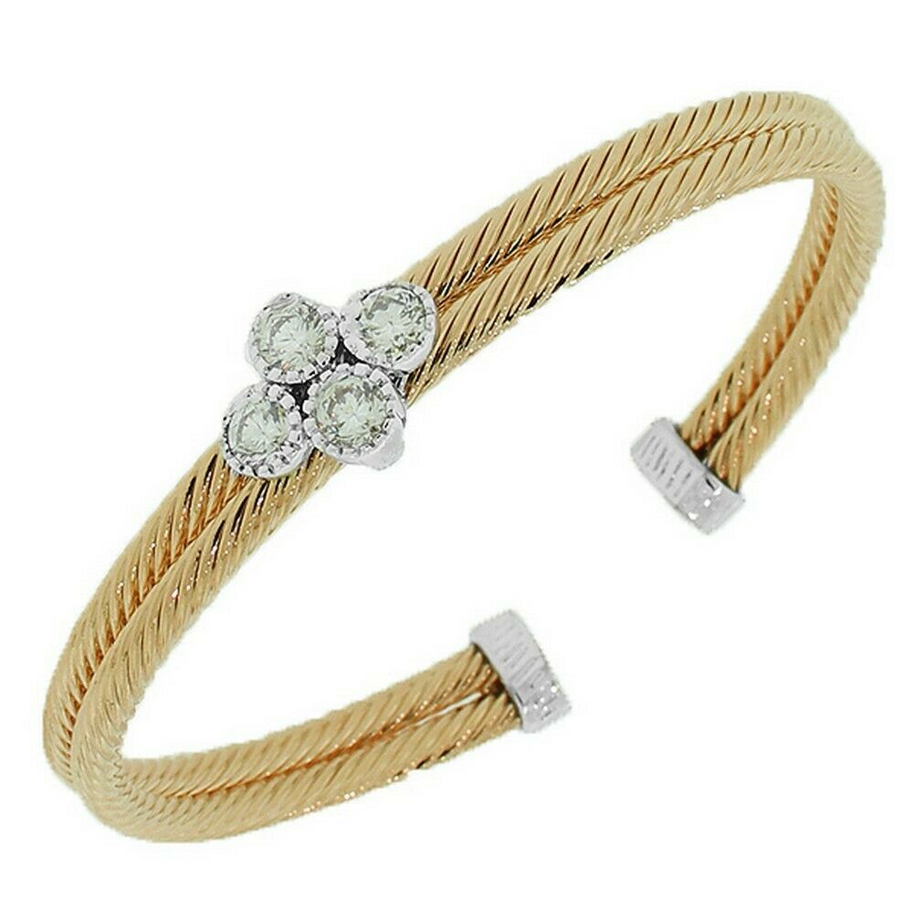 

Rose Gold Silver Tone Open End White Crystals Womens Bangle Bracelet