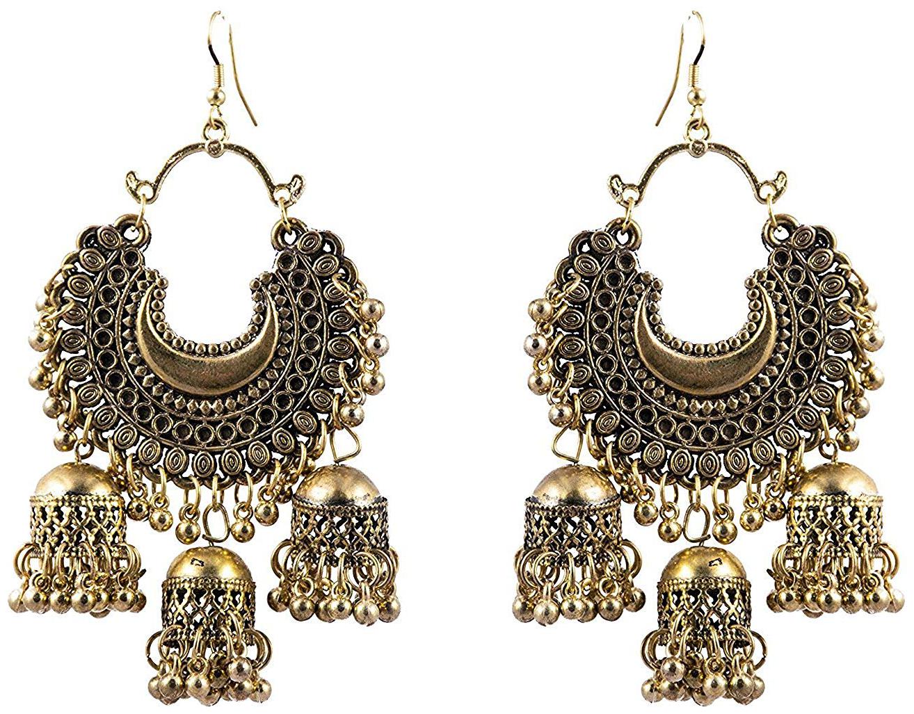 

Royce Indo - Western Oxidised Stylish Gold Hook Earring For Women and Girls (Set of 1)