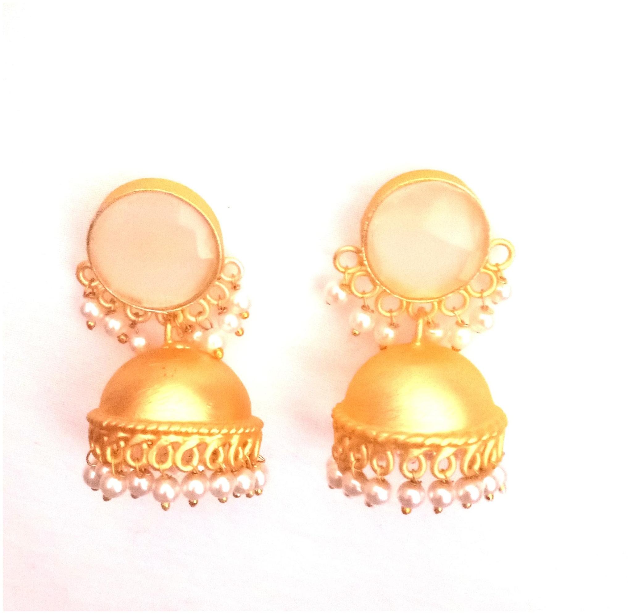 

RozMili Brass Gold Plated Jaipuri party jhumka Earrings