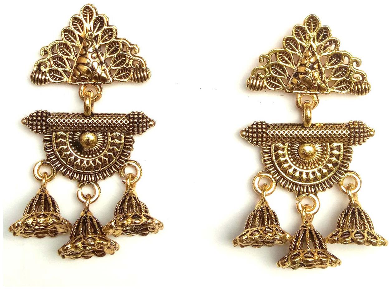

Rozmili Oxidized Gold Plated Ethnic Drop Earring