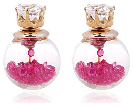 

RUBY LUXURIOUS Glass Pink Ball Stud Earrings for Women