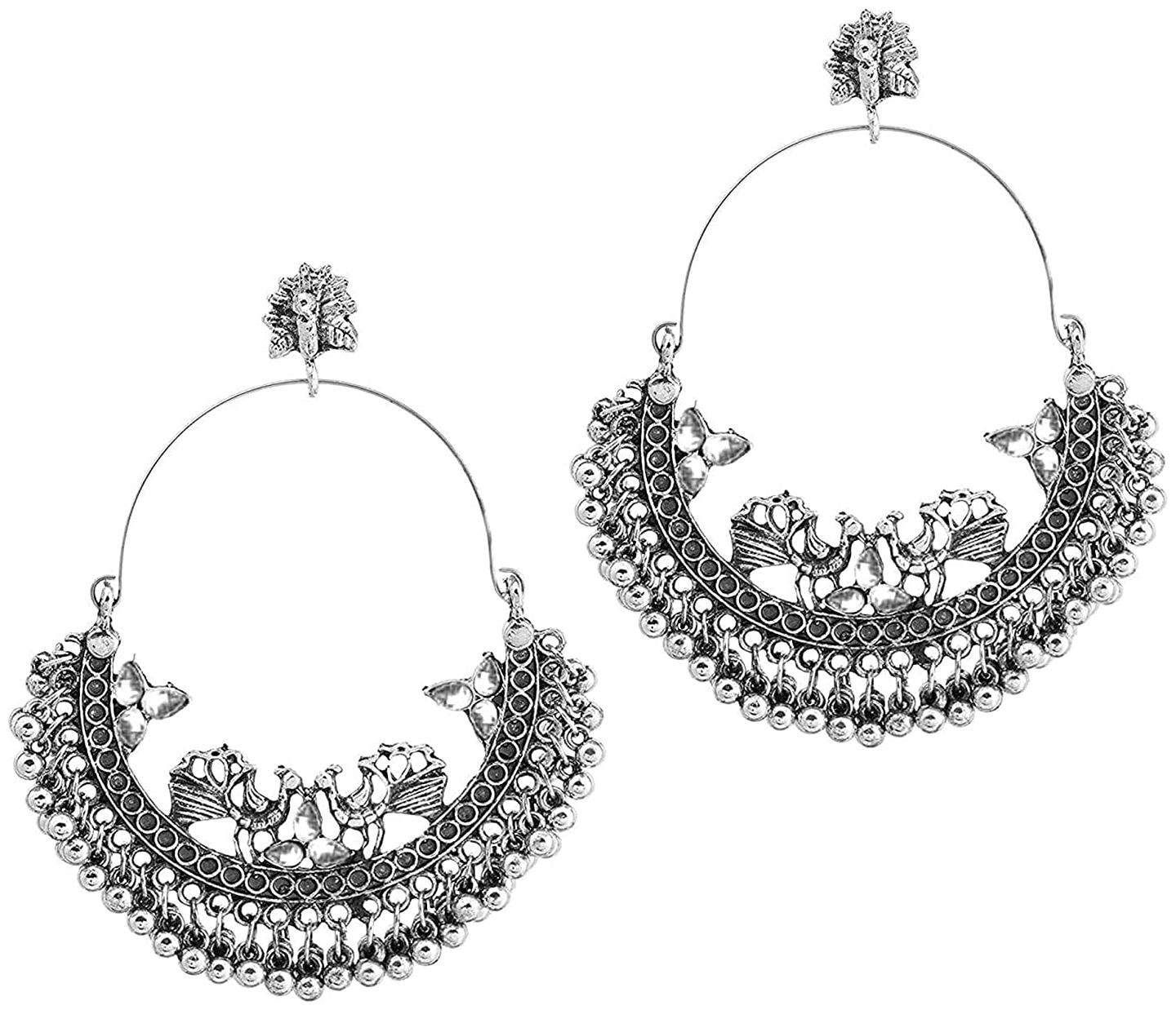 

RUBY LUXURIOUS Anushka Inspired Oxidised Silver Chandbaali For Women