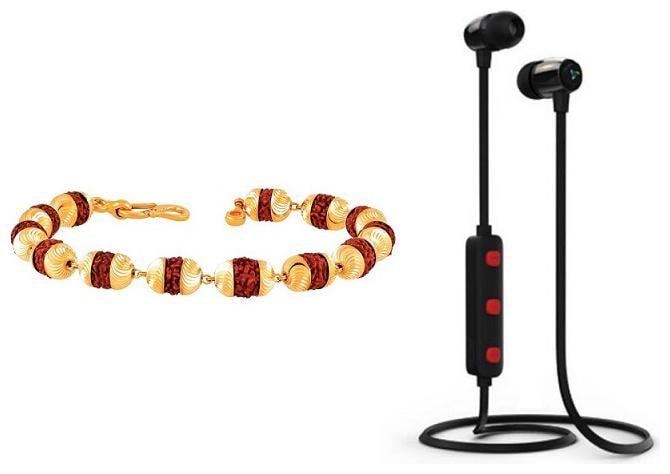 

RUDRAKSHA BRACELET WITH FREE H-15 R WIRELESS BLUETOOTH EARPHONE WITH MIC