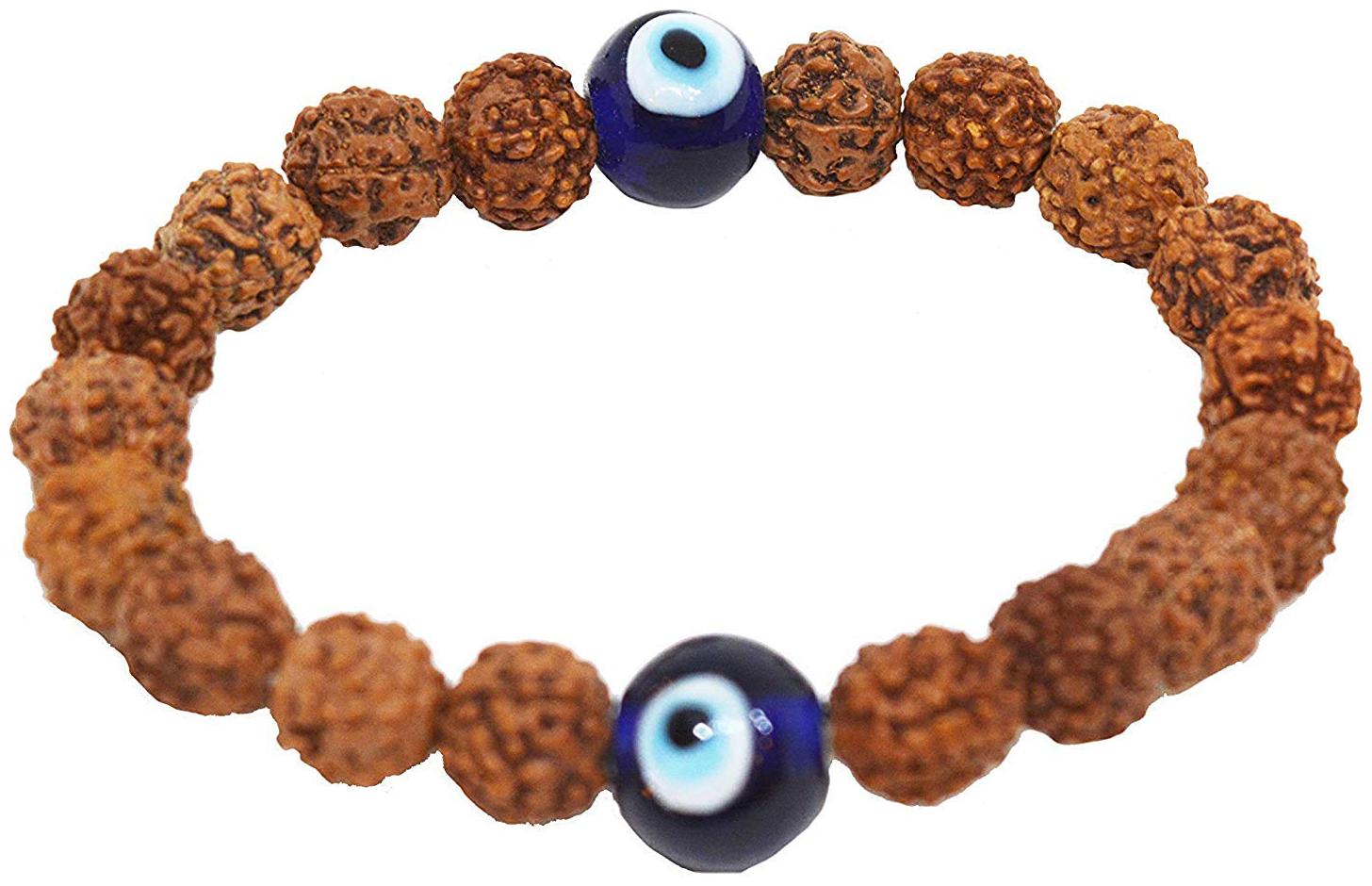 

RUDRAKSHA Evil Eye 8 MM Stretch Bracelet for Protection and Harmony