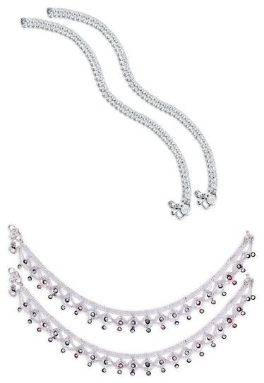 

RUHI COLLECTION Heer Collection Silver Plated Brass Anklet for Girls Women (RC1001-2007)