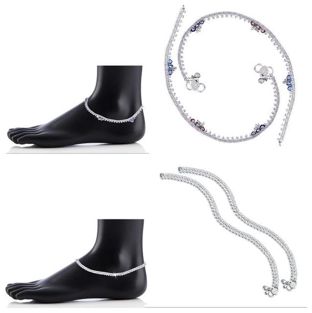

RUHI COLLECTION Heer Collection Silver Plated Brass Anklet for Girls Women (RC1001-12)