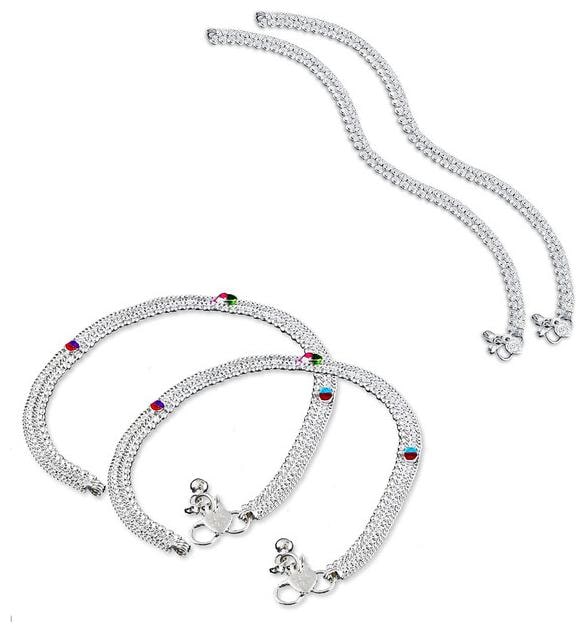 

RUHI COLLECTION Heer Collection Silver Plated Brass Anklet for Girls Women (RC1001-03)