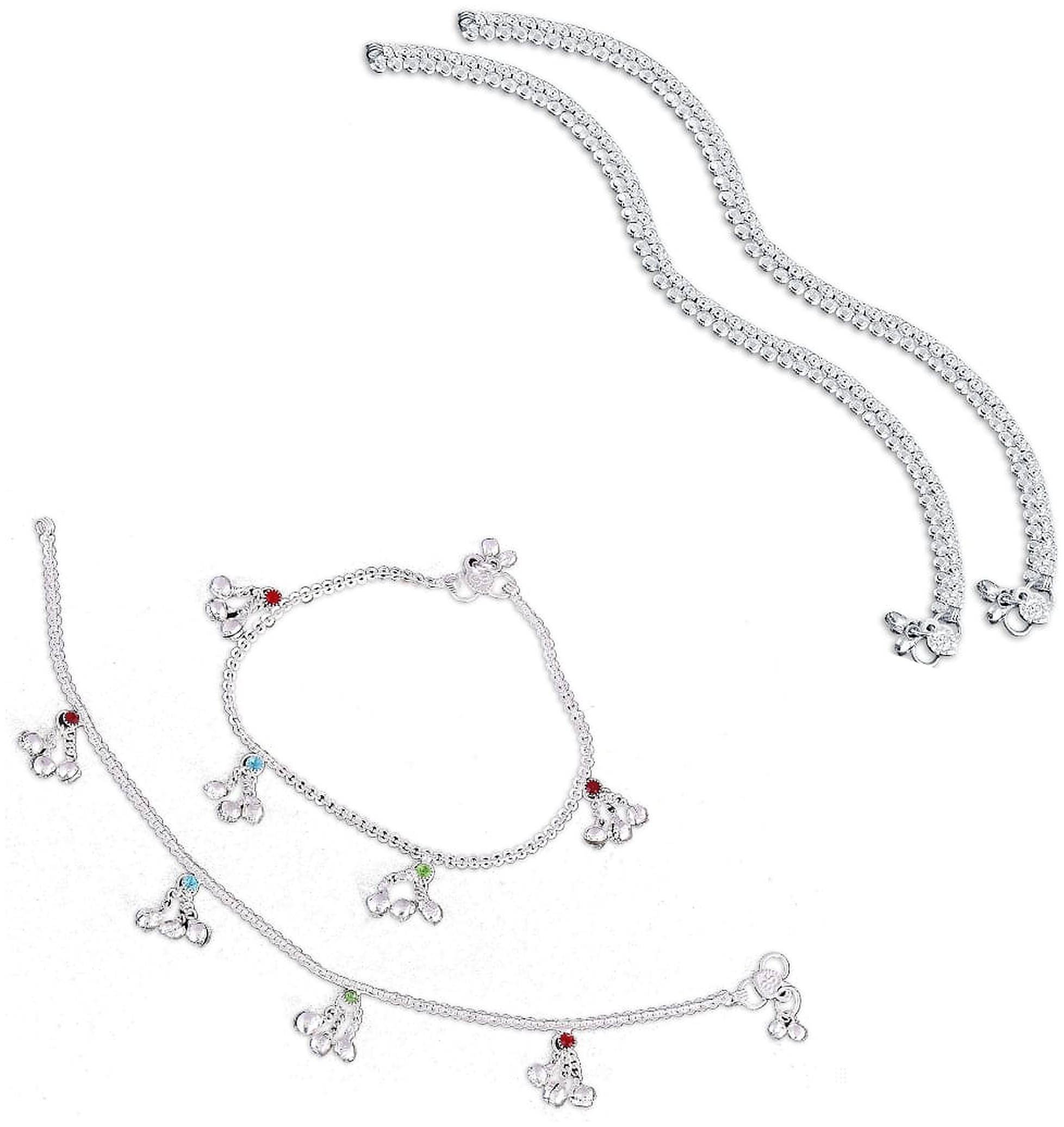 

RUHI COLLECTION Heer Collection Silver Plated Brass Anklet for Girls Women (RC1001-10)