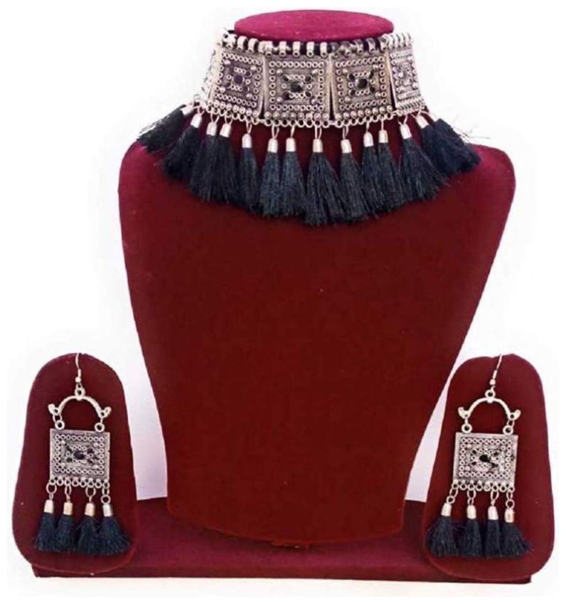 

Samridhi DC Afghani Style Choker Set in Black colour for Beautiful girls