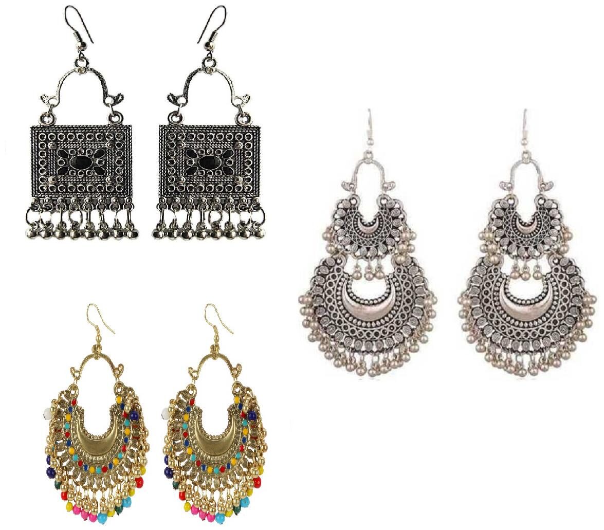

Samridhi DC Afghani Style Contemporary Earrings for Beautiful Girls - Combo pack of 3