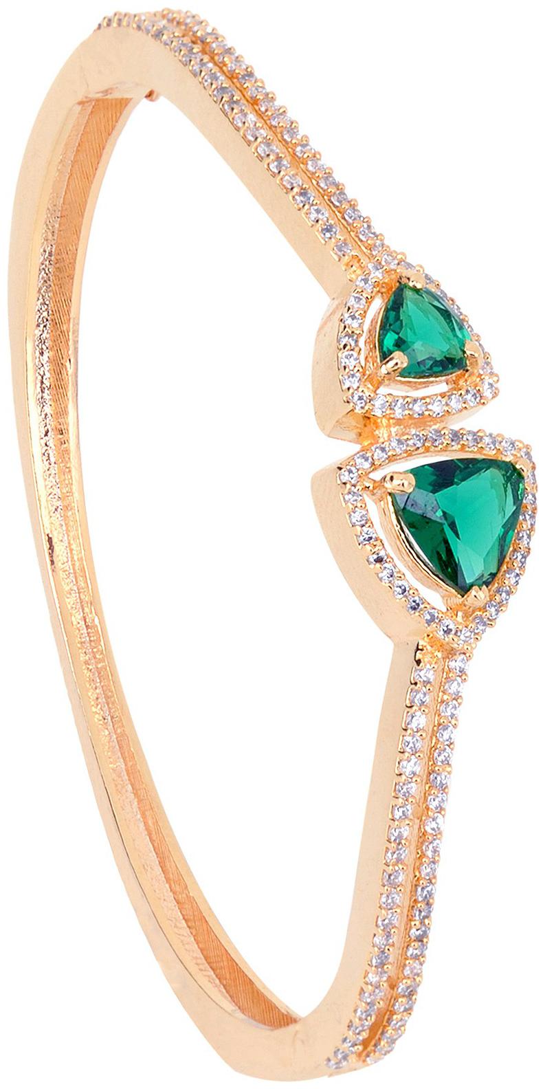 

SARAF RS JEWELLERY Precious Emerald Handcrafted Bracelet Gold Plated Green American Diamond