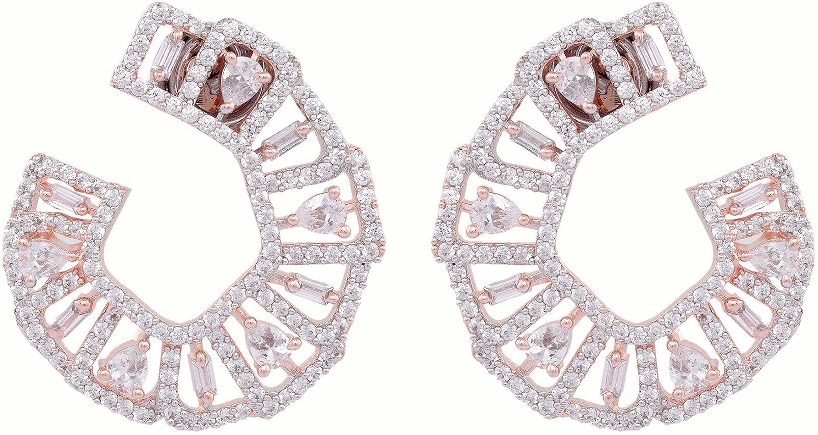 

Saraf Rs Jewellery Geometric Round Diamond Earrings Plated Ad Handcrafted