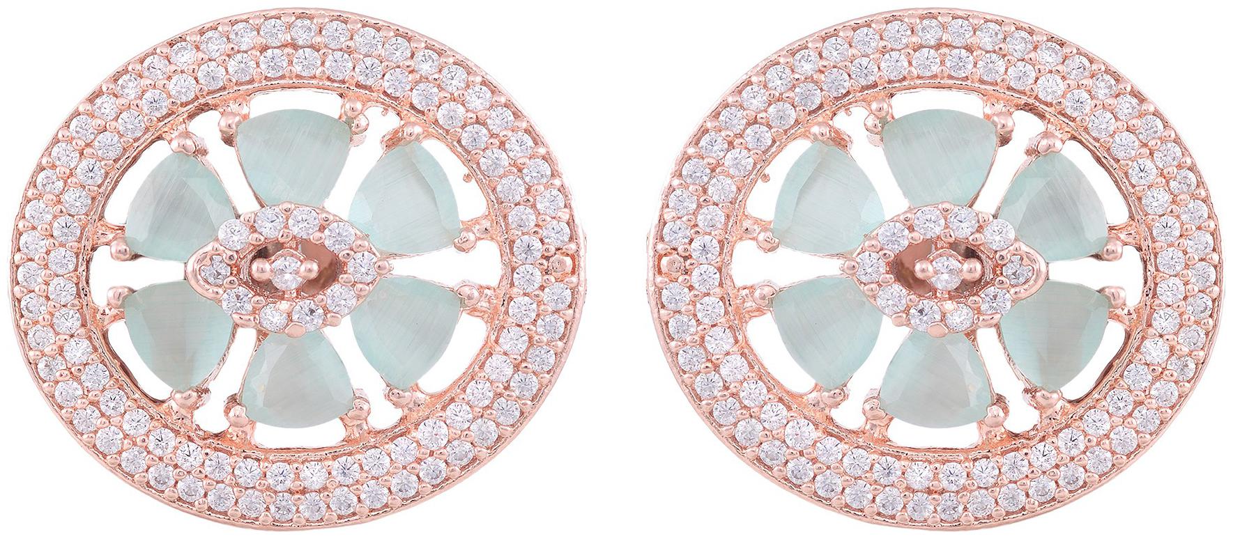 

Saraf Rs Jewellery Floral Design Studs Tops With Ad Rose Gold Plated Earrings For Women Girls