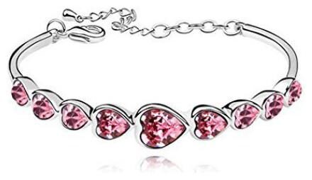 

Shining Diva Fashion Crystal Silver Plated Bracelet for Women and Girls (Pink) (8336b)
