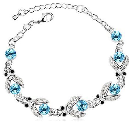 

Shining Diva Fashion Crystal Silver Plated Bracelet for Women and Girls (Blue) (8351b)